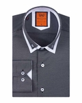 Luxury Double Collar Textured Long Sleeved Mens Shirt SL 6616 - Thumbnail