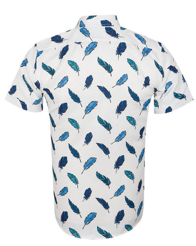 Luxury Feathers Printed Short Sleeved Shirt SS 7055