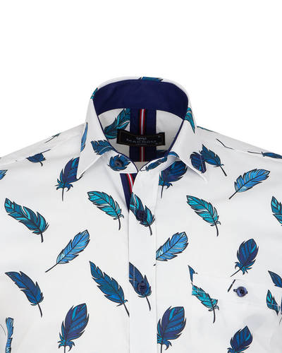 Luxury Feathers Printed Short Sleeved Shirt SS 7055