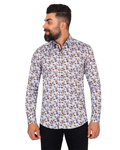 Luxury Floral And Dot Printed Pure Cotton Mens Shirt SL 6843 - Thumbnail