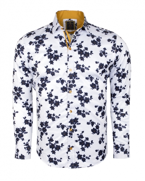 Oscar Banks - Luxury Floral Printed Long Sleeved Mens Shirt SL 6236