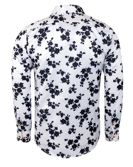 Oscar Banks - Luxury Floral Printed Long Sleeved Mens Shirt SL 6236 (1)