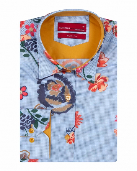 Luxury Floral Printed Long Sleeved Womens Shirt LL 3294