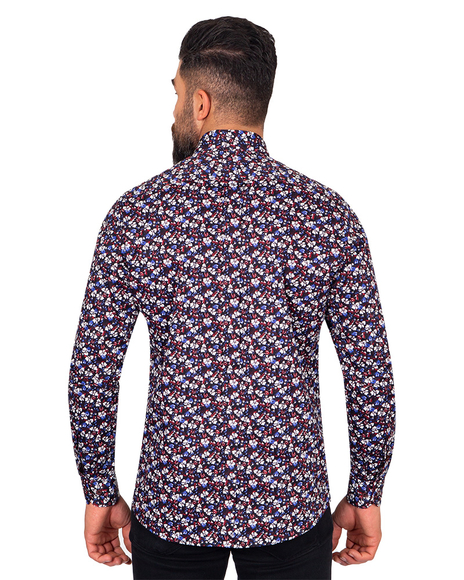 Oscar Banks - Luxury Floral Printed Mens Long Sleeved Mens Shirt SL 6848 (1)