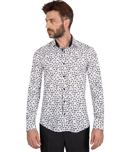 Luxury Floral Printed Mens Shirt with Details SL 7063