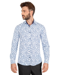 Luxury Floral Printed Mens Shirt with Details SL 7063 - Thumbnail