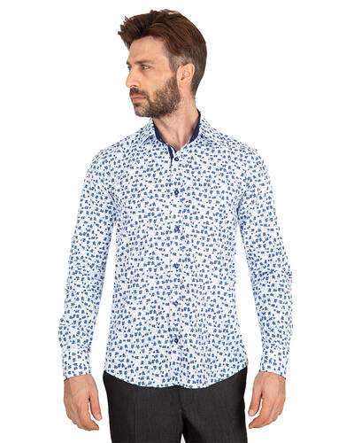 Luxury Floral Printed Mens Shirt with Details SL 7063