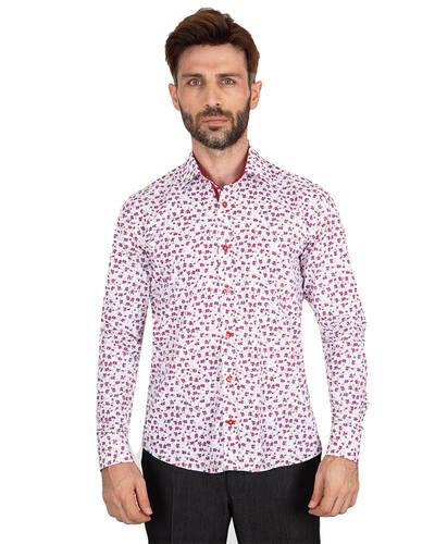 Luxury Floral Printed Mens Shirt with Details SL 7063