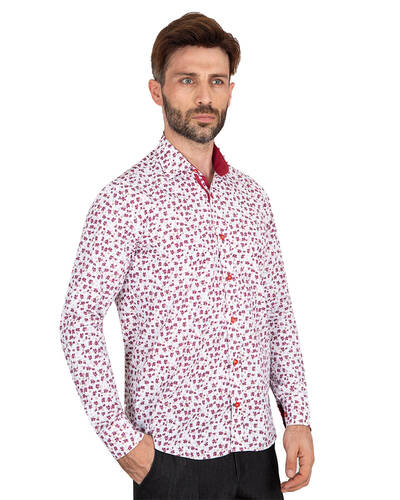 Luxury Floral Printed Mens Shirt with Details SL 7063