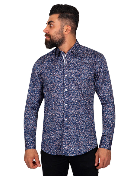 Luxury Floral Printed Pure Cotton Mens Shirt SL 6885