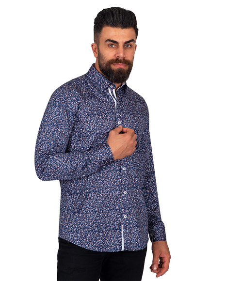 Luxury Floral Printed Pure Cotton Mens Shirt SL 6885