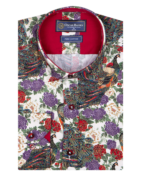 Luxury Floral Printed Pure Cotton Mens Shirt SL 6919