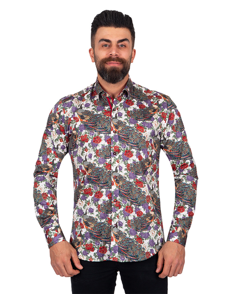 Luxury Floral Printed Pure Cotton Mens Shirt SL 6919