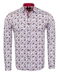 Luxury Floral Printed White Pure Cotton Mens Shirt SL 6954 - Thumbnail