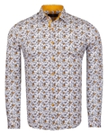 Luxury Floral Printed White Pure Cotton Mens Shirt SL 6954 - Thumbnail