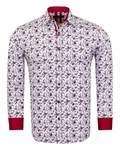 Luxury Floral Printed White Pure Cotton Mens Shirt SL 6954 - Thumbnail