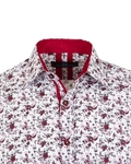 Luxury Floral Printed White Pure Cotton Mens Shirt SL 6954 - Thumbnail