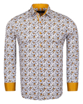 Luxury Floral Printed White Pure Cotton Mens Shirt SL 6954 - Thumbnail