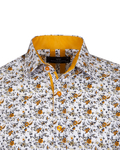 Luxury Floral Printed White Pure Cotton Mens Shirt SL 6954 - Thumbnail