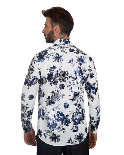 Luxury Flower Printed Long Sleeved Shirt SL 7092
