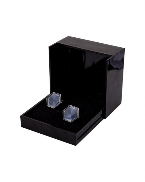 Luxury Hexagon Blue Enamel Cufflinks C 07