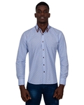 Luxury Honeycomb Patterned Long Sleeved Double Collar Mens Shirt SL 6814 - Thumbnail