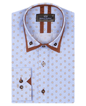 Luxury Honeycomb Patterned Long Sleeved Double Collar Mens Shirt SL 6814 - Thumbnail