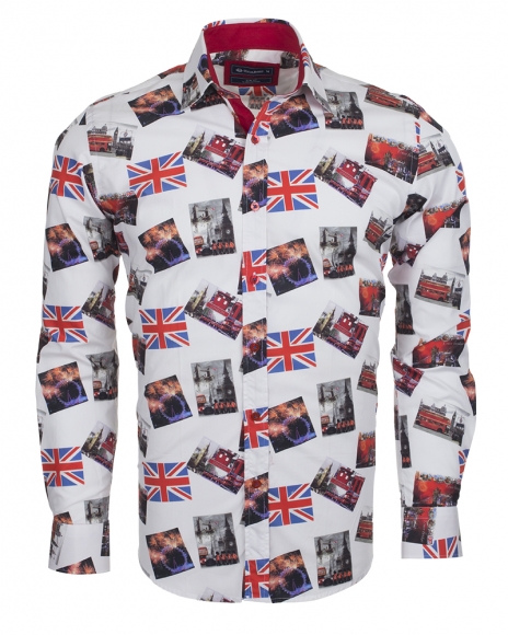 Luxury London Places Printed Long Sleeved Mens Shirt SL 5730