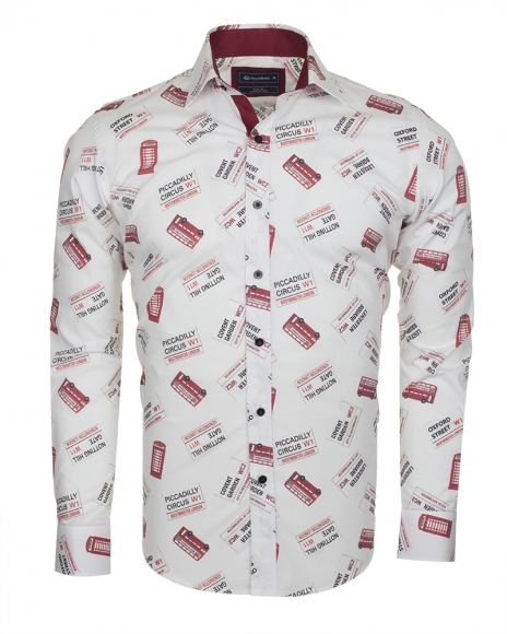 Luxury London Places Printed Long Sleeved Mens Shirt SL 5730