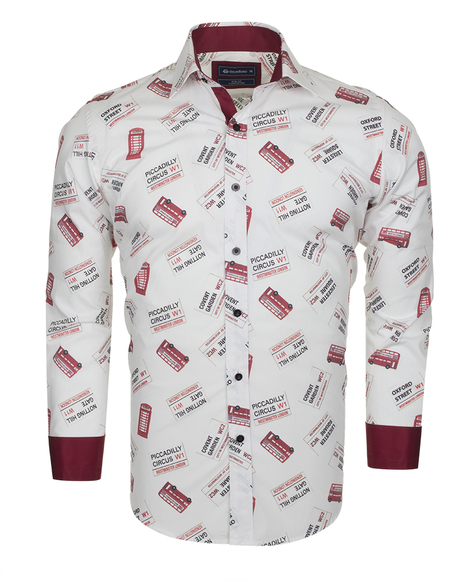 Luxury London Places Printed Long Sleeved Mens Shirt SL 5730