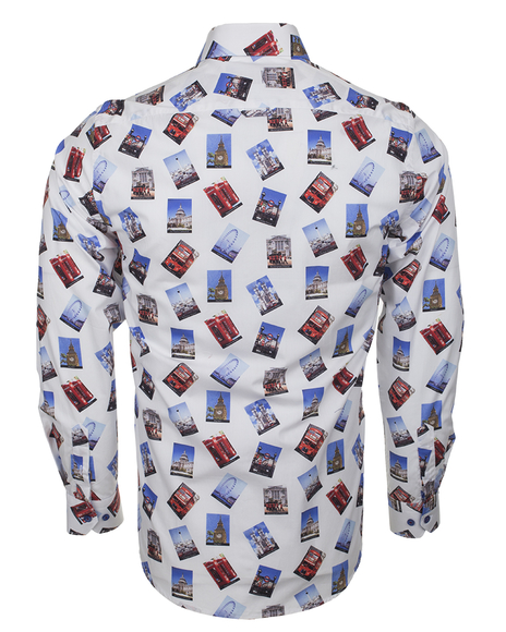 Luxury London Places Printed Long Sleeved Mens Shirt SL 5730