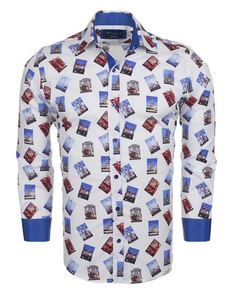 Luxury London Places Printed Long Sleeved Mens Shirt SL 5730