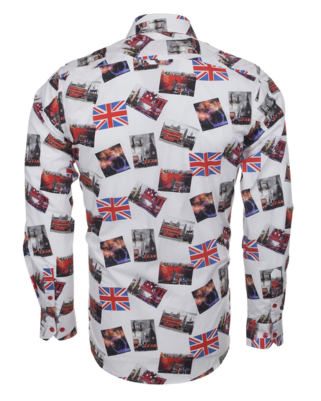 Luxury London Places Printed Long Sleeved Mens Shirt SL 5730