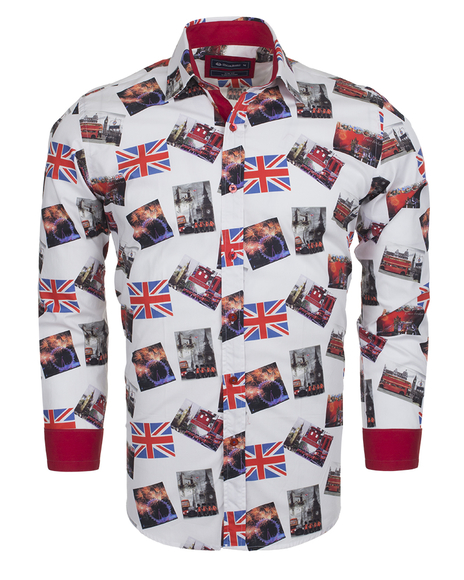 Luxury London Places Printed Long Sleeved Mens Shirt SL 5730