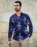 Luxury Long Sleeved Mens Shirt With Blue Light Pattern SL 6712 - Thumbnail