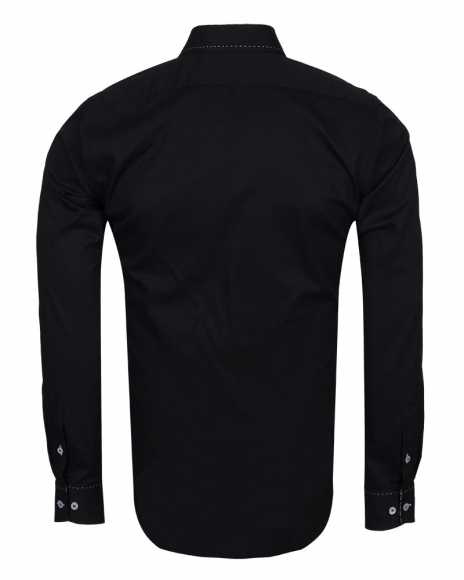 Oscar Banks - Luxury Long Sleeved Mens Shirt With Collar Contrast SL 6556 (1)