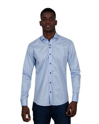 Oscar Banks - Luxury Long Sleeved Mens Shirt With Collar Contrast SL 7027 (Thumbnail - )