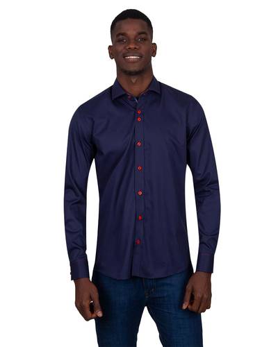 Oscar Banks - Luxury Long Sleeved Mens Shirt With Collar Contrast SL 7027 (Thumbnail - )