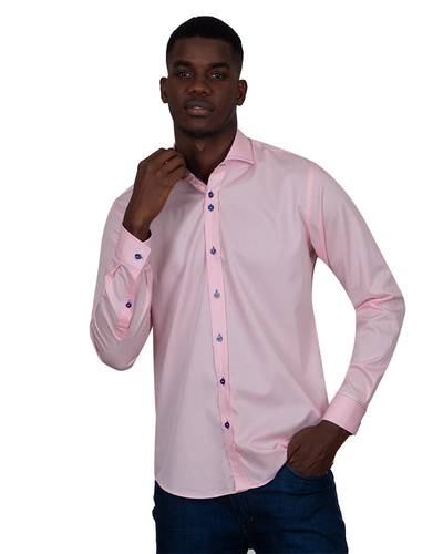 Oscar Banks - Luxury Long Sleeved Mens Shirt With Collar Contrast SL 7027 (Thumbnail - )