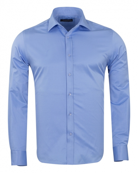 MAKROM - Luxury Long Sleeved Plain Classic Mens Shirt SL 1050-B (Thumbnail - )