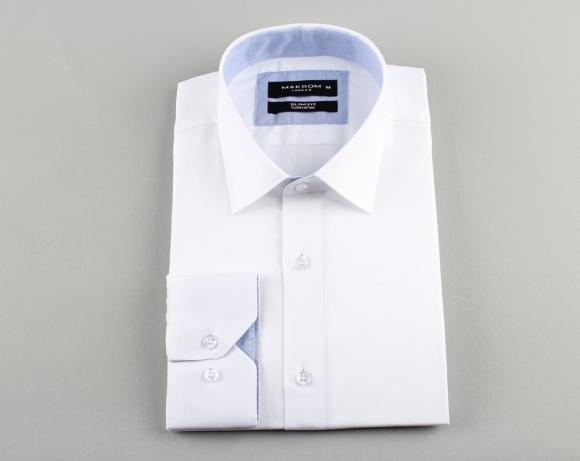 MAKROM - Luxury MAKROM Plain Long Sleeved Mens Shirt SL 5589 (Thumbnail - )