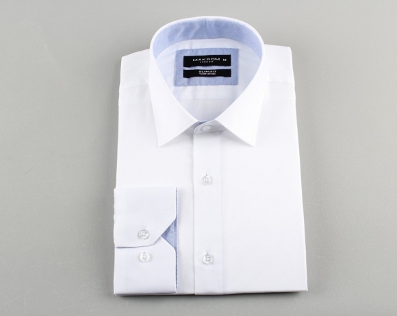 MAKROM - Luxury MAKROM Plain Long Sleeved Mens Shirt SL 5589 (Thumbnail - )