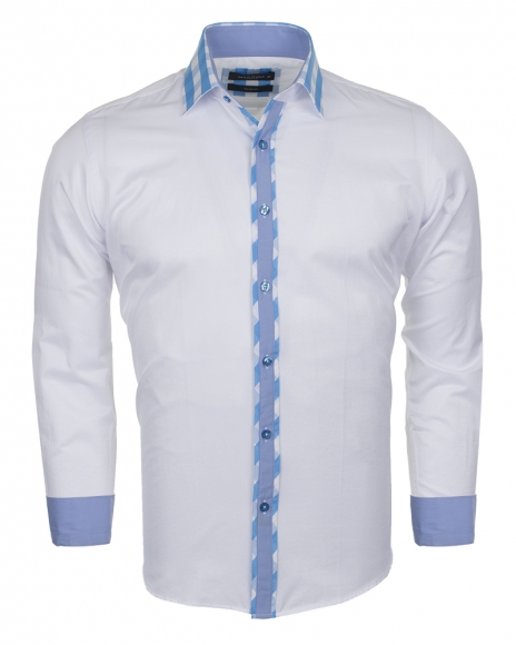 MAKROM - Luxury MAKROM Plain Long Sleeved Mens Shirt with Details SL 5164 (Thumbnail - )