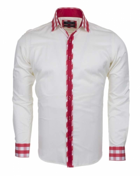 MAKROM - Luxury MAKROM Plain Long Sleeved Mens Shirt with Details SL 5164 (Thumbnail - )