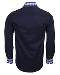 Luxury MAKROM Plain Long Sleeved Mens Shirt with Details SL 5164 - Thumbnail