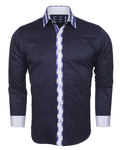 Luxury MAKROM Plain Long Sleeved Mens Shirt with Details SL 5164 - Thumbnail