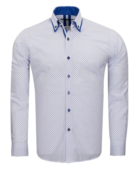 Luxury Makrom Polka Dot Printed Mens Double Collar Shirt SL 6813