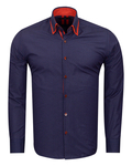 Luxury Makrom Polka Dot Printed Mens Double Collar Shirt SL 6813 - Thumbnail