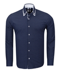 Luxury Makrom Polka Dot Printed Mens Double Collar Shirt SL 6813 - Thumbnail