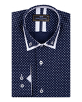 Luxury Makrom Polka Dot Printed Mens Double Collar Shirt SL 6813 - Thumbnail